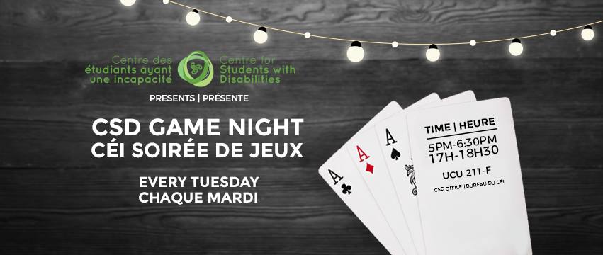 CSD GAME Night/ Soirée de jeux du CÉI ! Banner Image
