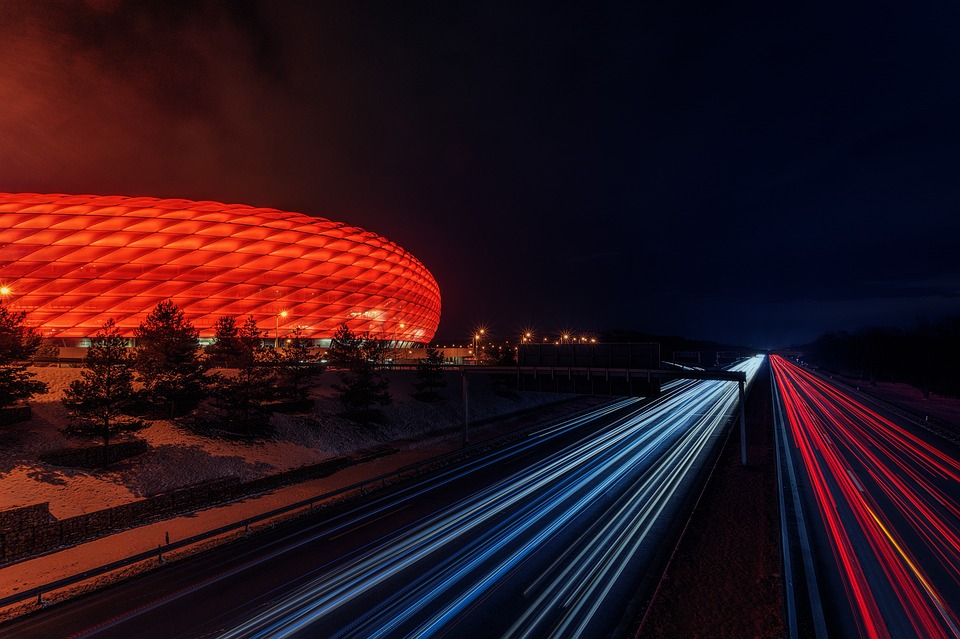 Football Stadium Highway Night Taillights